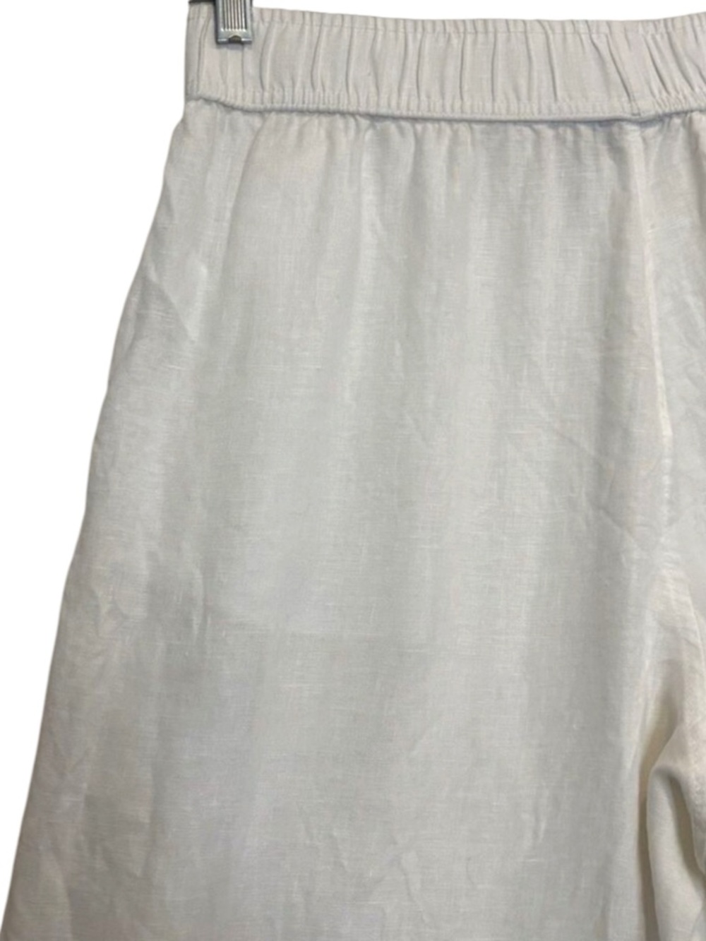 TAHARI ESSENTIAL Classic White Linen Wide-Leg Pants - Beach Relaxed Fit - Size L - Picture 4 of 8